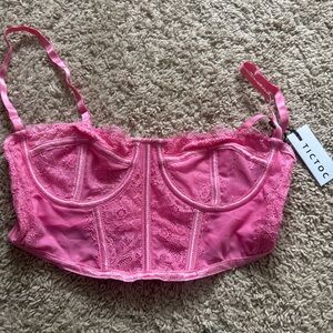 Tictoc Pink Lace Bustier Bra